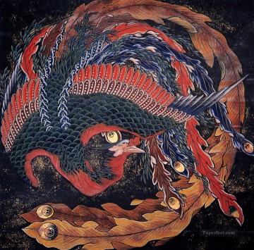 fénix katsushika hokusai ukiyoe Pinturas al óleo